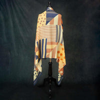 Luxe Geometric Shawl Butterscotch & Navy