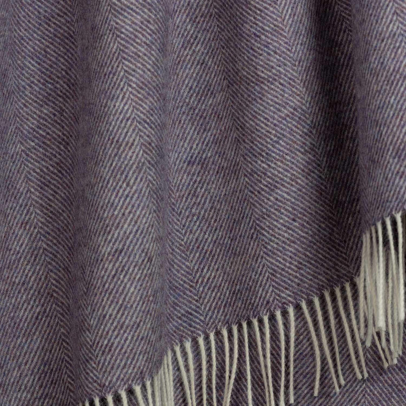 Shetland Wool Herringbone Throw Mulberry