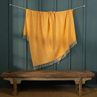 Shetland Wool Herringbone Throw Marigold