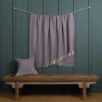 Shetland Wool Herringbone Throw Mulberry