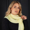 Luxuriously soft merino and silk shawl in a light yellow twill weave with a soft fine fringe generous size light and airy  beautifully warm best-quality