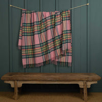 Plaid Shetland Wool Throw Pink