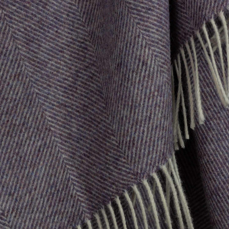 Shetland Wool Herringbone Throw Mulberry