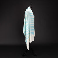 Ikat Pashmina Wrap 'Clouds of Ladakh' Turquoise Stripe