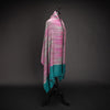 Ikat Pashmina Wrap 'Clouds of Ladakh' Teal & Fuchsia