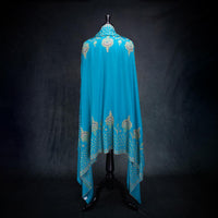 Doardar Sozni Hand Embroidered Cashmere Pashmina Turquoise