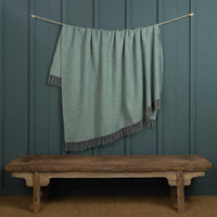 Pure New Wool Throw Aqua & Grey