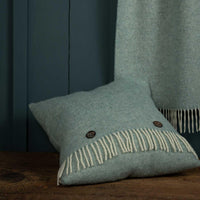 Shetland Wool Herringbone Throw Duck Egg