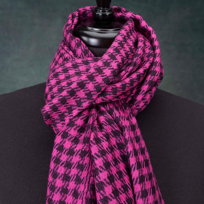 Houndstooth Shawl Fuchsia