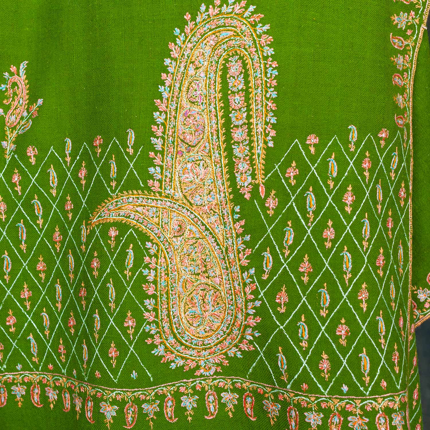 Hand Embroidered Royal Almond Shawl 'Jaanshen'