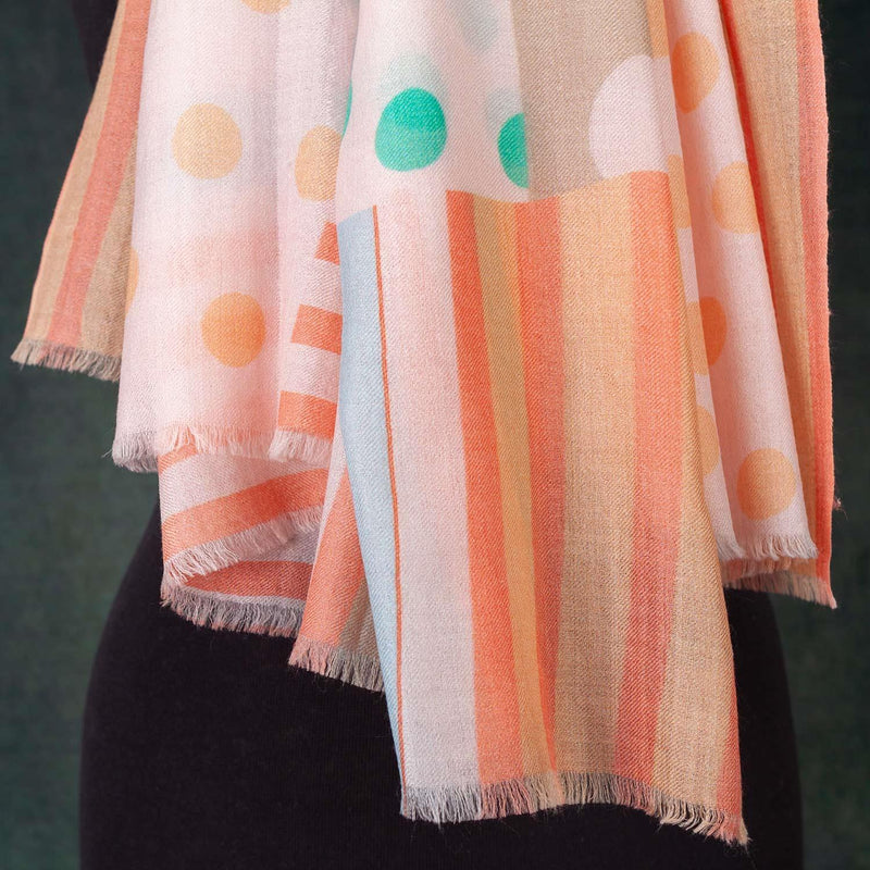 Luxe Geometric Shawl Mint & Coral