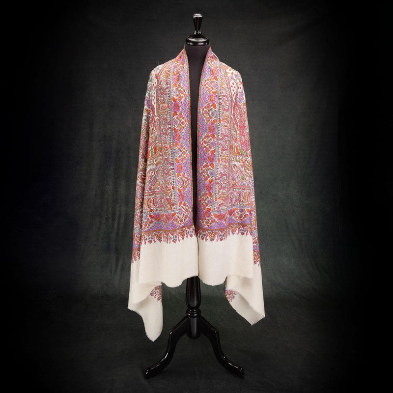 Hand Embroidered Jamawar Pashmina ' Tajmahal-The White Crown'