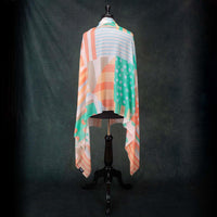 Luxe Geometric Shawl Mint & Coral