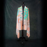 Luxe Geometric Shawl Mint & Coral