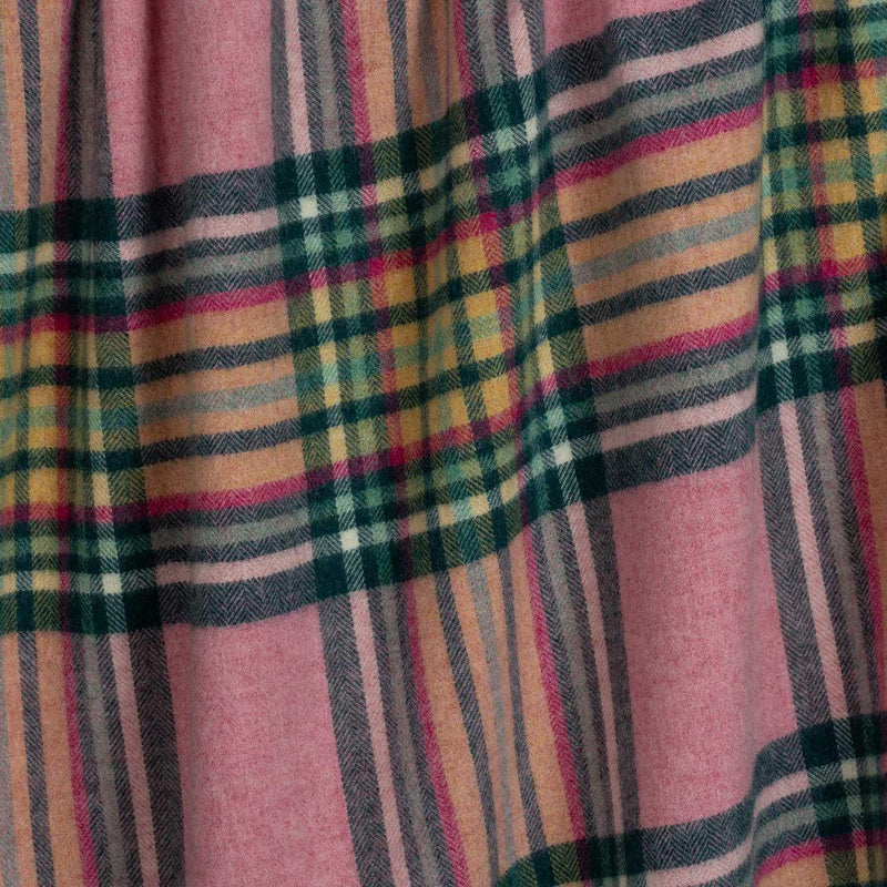 Plaid Shetland Wool Throw Pink