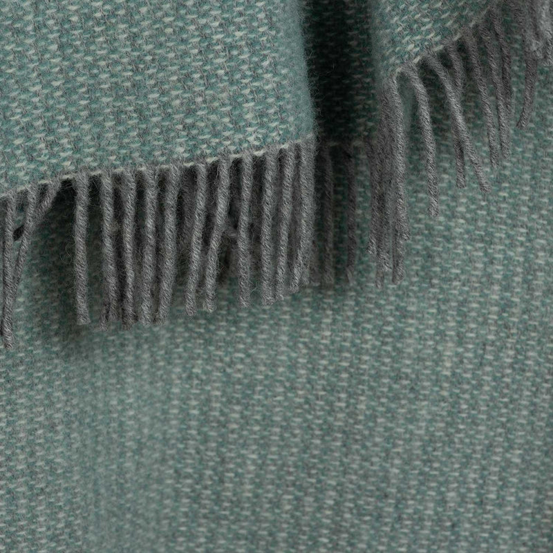 Pure New Wool Throw Aqua & Grey