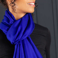 Luxe Merino Silk Shawl Royal Blue