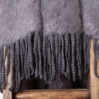 Knitted Mohair Throw Charcoal