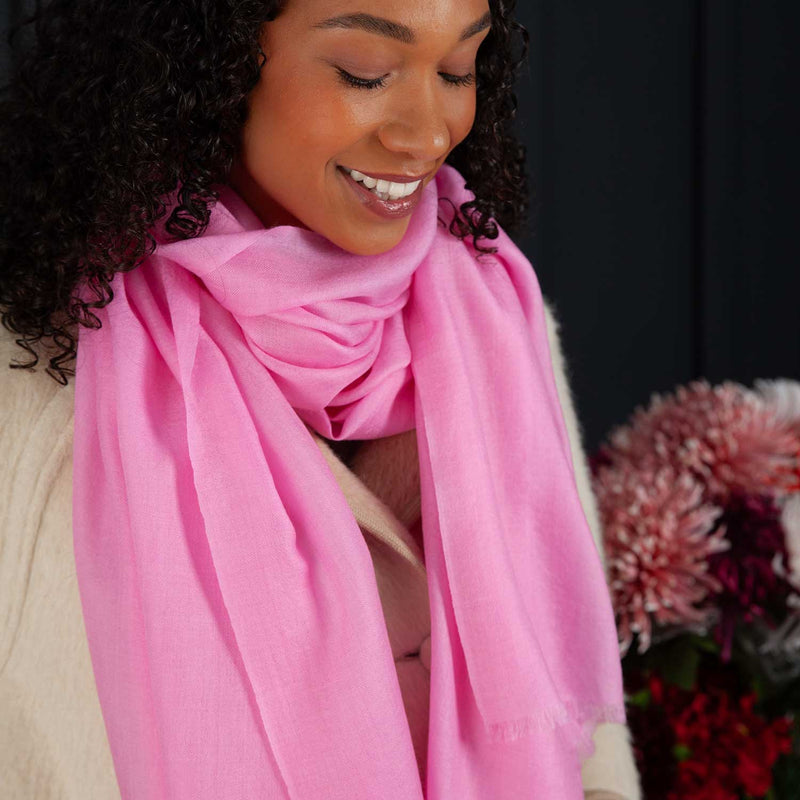 Luxe Merino Silk Shawl Dark Pink