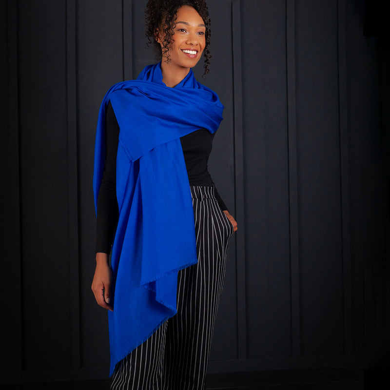 Luxe Merino Silk Shawl Lapis