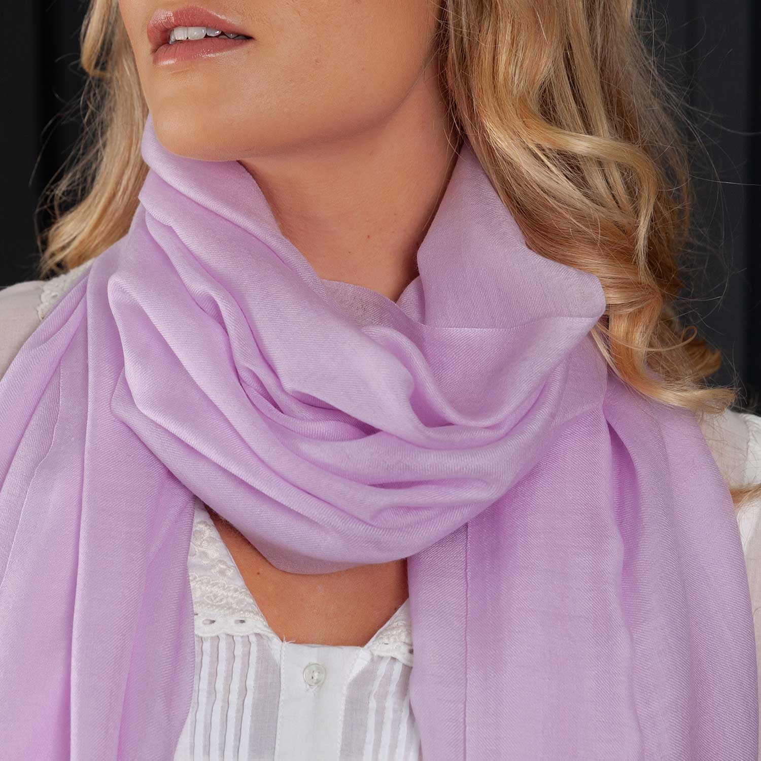 Merino Lambswool Blanket Scarf - Shawl - Stole - Wrap - Newsham Lilac Purple and White - Made in popular England