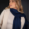 Luxe Merino Silk Shawl Dark Navy