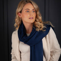 Luxe Merino Silk Shawl Dark Navy