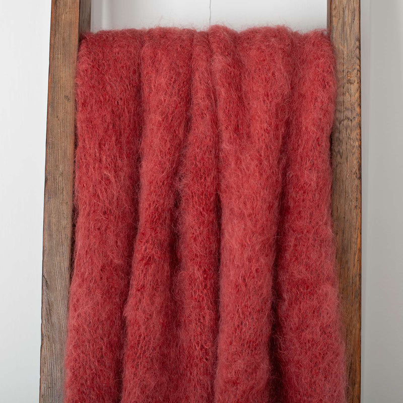 Knitted Mohair Throw Rosehip