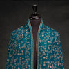 Sozni Hand Embroidered Pashmina Teal Floral