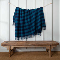 Stripe Wool Throw Teal & Navy