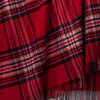 Plaid Shetland Wool Throw Red