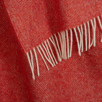 Shetland Wool Herringbone Throw Coral Red