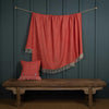 Shetland Wool Herringbone Throw Coral Red