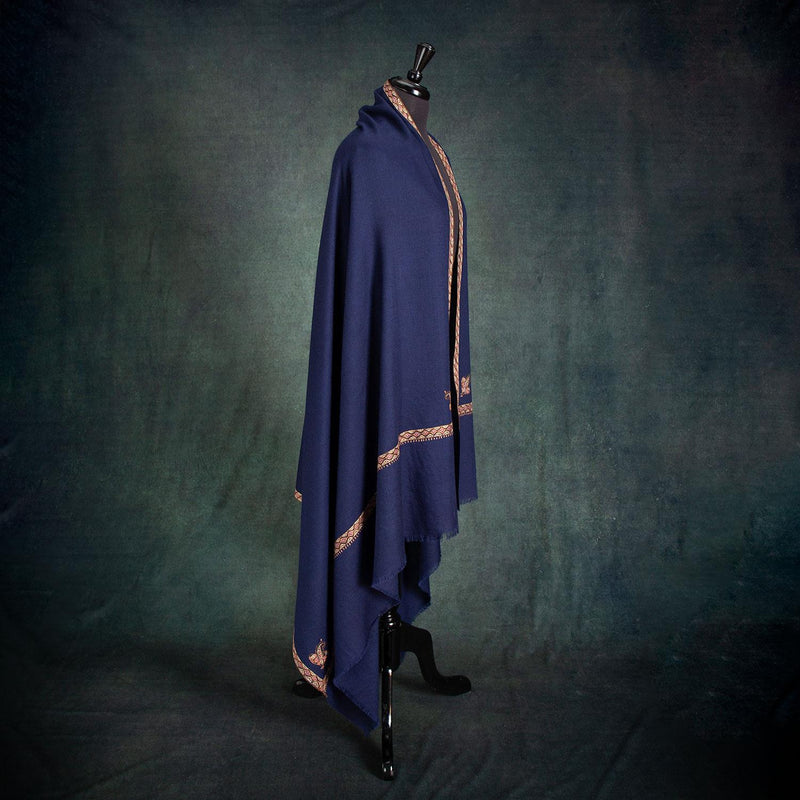 Navy Hand Embroidered Eco-Toosh Hashidar Shawl