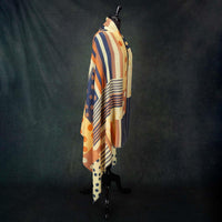 Luxe Geometric Shawl Butterscotch & Navy