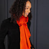 Luxuriously soft merino and silk shawl in paprika twill weave with a soft fine fringe generous size light and airy beautifully warm best-quality