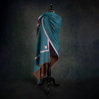 Sozni Hand Embroidered Double Sided Pashmina Teal