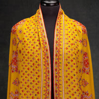 Doardar Sozni Hand Embroidered Cashmere Pashmina Ochre