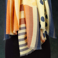 Luxe Geometric Shawl Butterscotch & Navy