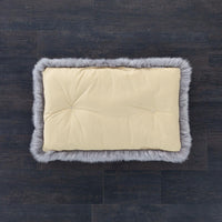 Small super-soft & silky longwool fleece padded sheepskin pet bed non-slip backing silver-grey tones 70 x 43cm