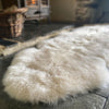 British double Linen colour dyed longwool sheepskin rug soft cream & caramel tones super silky-soft fleece 200 x 70cm approx