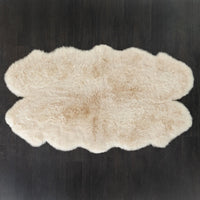 British quad Linen colour dyed longwool sheepskin rug soft cream & caramel tones super silky-soft fleece 182 x 115cm approx