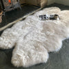 British quad Linen colour dyed longwool sheepskin rug soft cream & caramel tones super silky-soft fleece 182 x 115cm approx