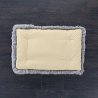 Medium super-soft & silky longwool fleece padded sheepskin pet bed non-slip backing silver-grey tones 84 x 52cm