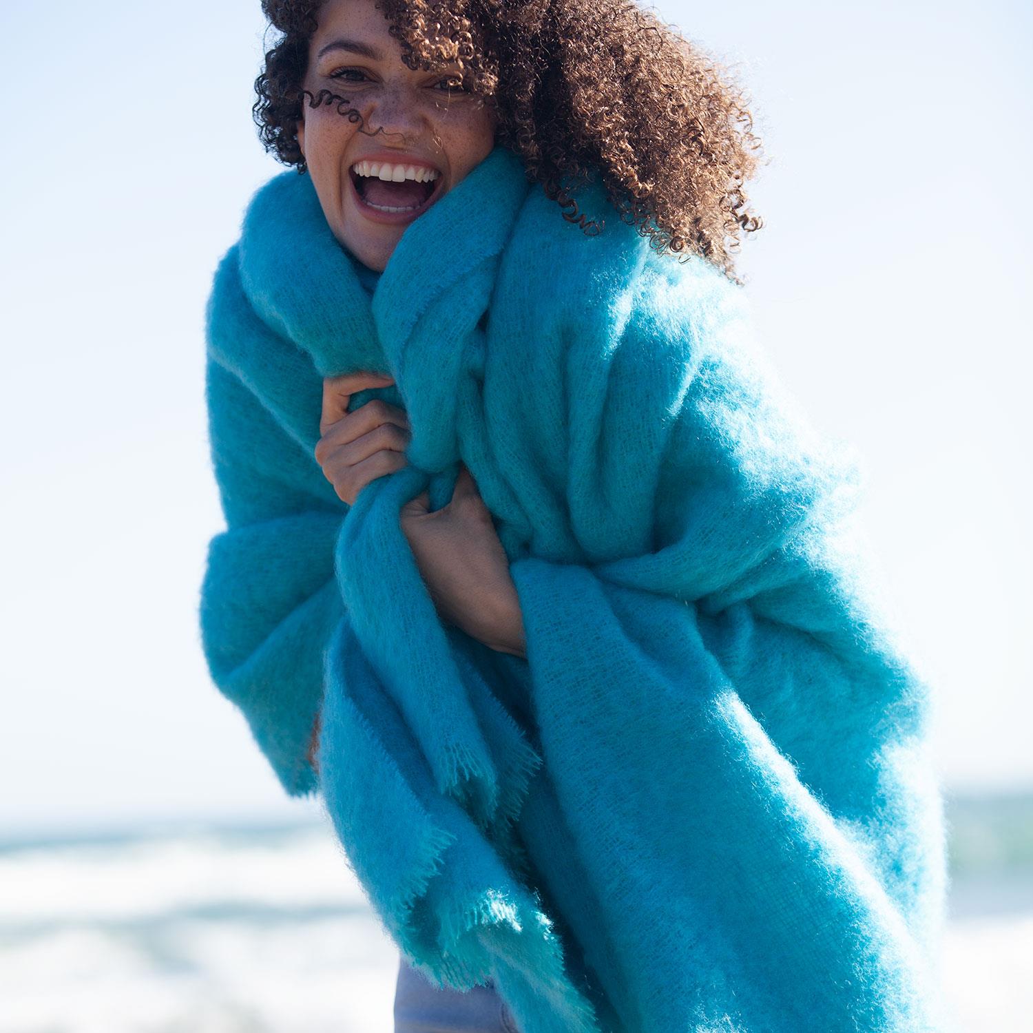 Teal mohair throw sale