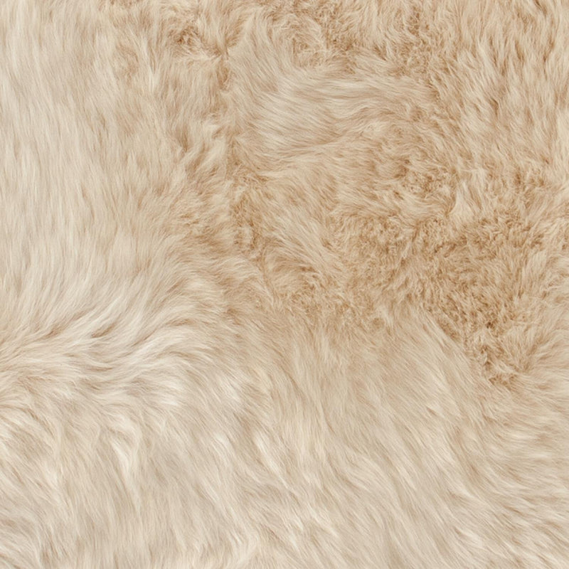 British double Linen colour dyed longwool sheepskin rug soft cream & caramel tones super silky-soft fleece 200 x 70cm approx