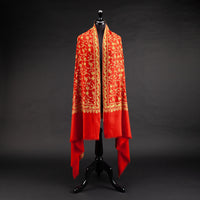 Hand Embroidered Cashmere Pashmina Burnt Orange & Gold