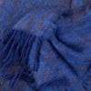 Mohair blend throw lightweight ultra soft & warm deep blue & black tones in a plaid weave with tasselled fringe 130 x 200 cm