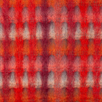 Mohair & Merino blend throw lightweight super soft & warm vibrant reds orange coral & pink in a geometric design 130 x 200 cm