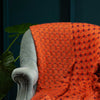 Mohair & Merino wool blend throw lightweight soft & warm circular design orange tones with a tasselled fringe 130 x 200 cm